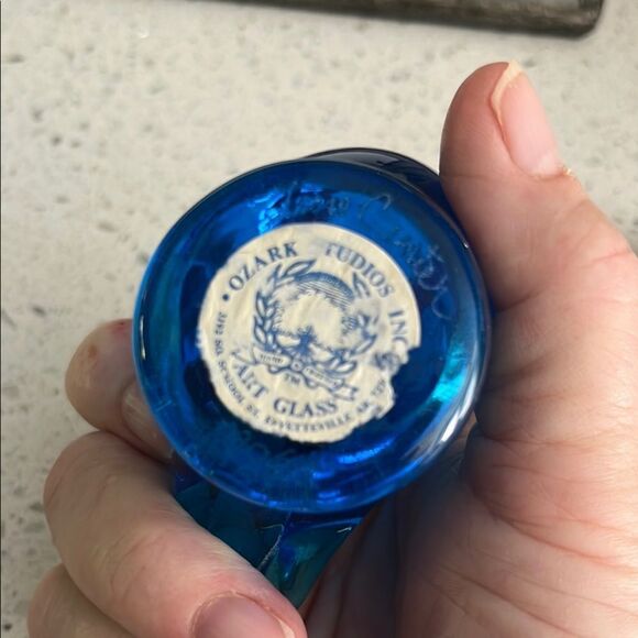 Ozark Studios Handblown Blue Bird Signed & Dated 1989 Made In USA - Picture 2 of 6